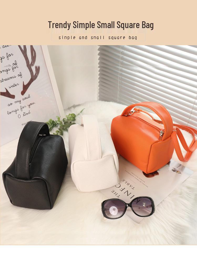 Módní dámská oranžová crossbody taška přes jedno rameno - Ruční čtvercový styl krabičky na oběd v bílé barvě