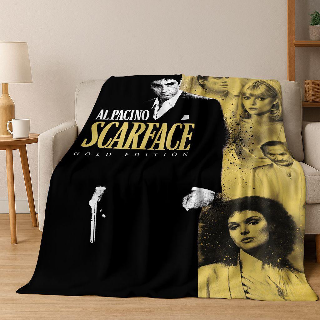 Classic Scarface Tony Montana Movie Art Flannel Blanket,Cozy Soft Throw Blanket for Home Bedroom Bed Sofa Picnic Cover Gift