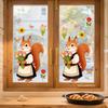 Pegatinas de Ventana Zorro de Primavera Zorro de Dibujos Animados Flores Mariposas Pegatina de Cristal Extraíble Animales Lindos Pegatinas de Ventana para Decoración de Hogar Oficina Tienda