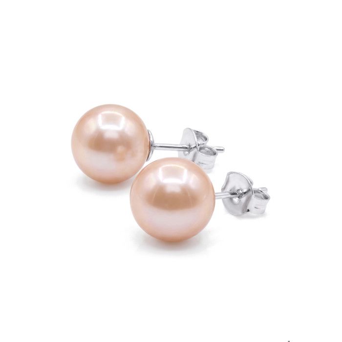 Boucles d'oreilles - PEARLS &amp; COLORS - Pearls &amp; Colors - Perle d'eau douce 10-11 mm - Argent 925 - Rose AAA+