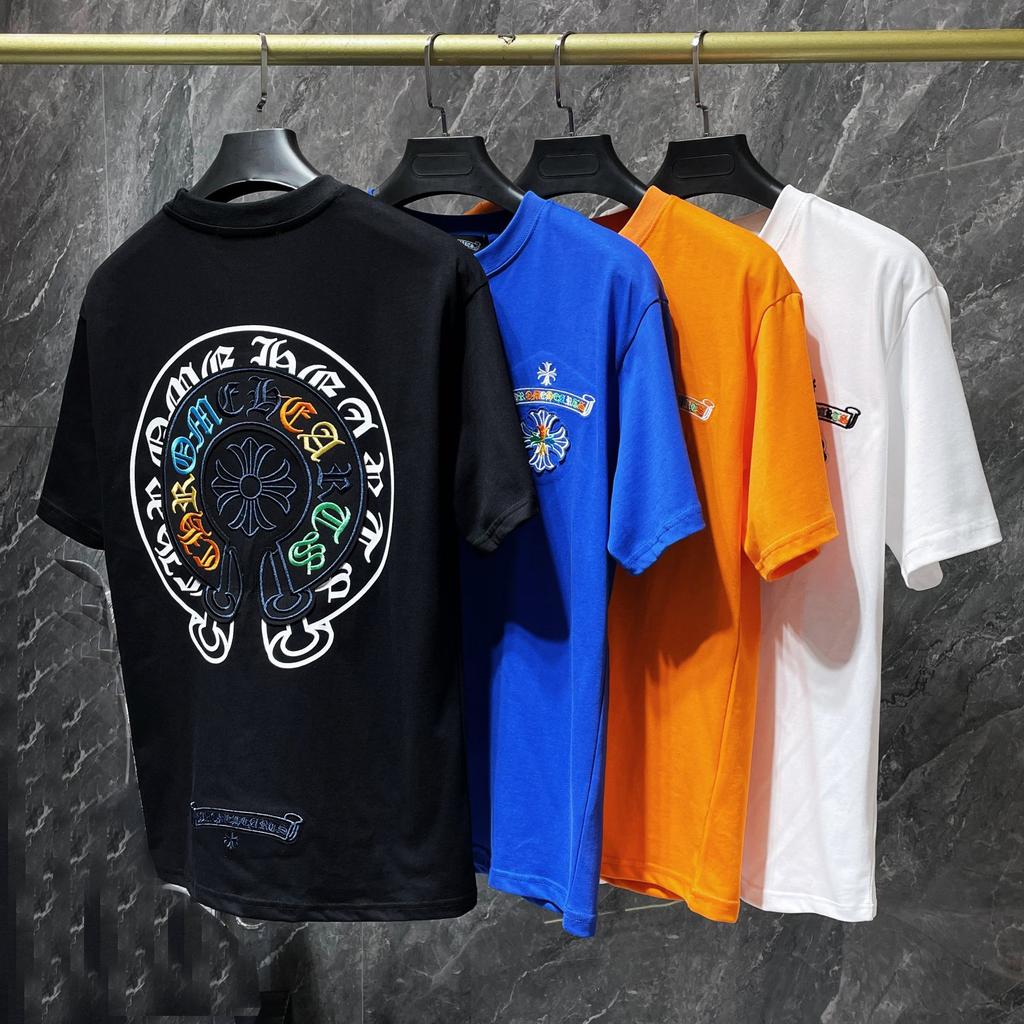 8719 CHROME HEARTS Sommar 2026 Ny Högkvalitativ Bomull Rund Hals Lös Stor Storlek Herr- och Dam-T-shirt Par-T-shirt