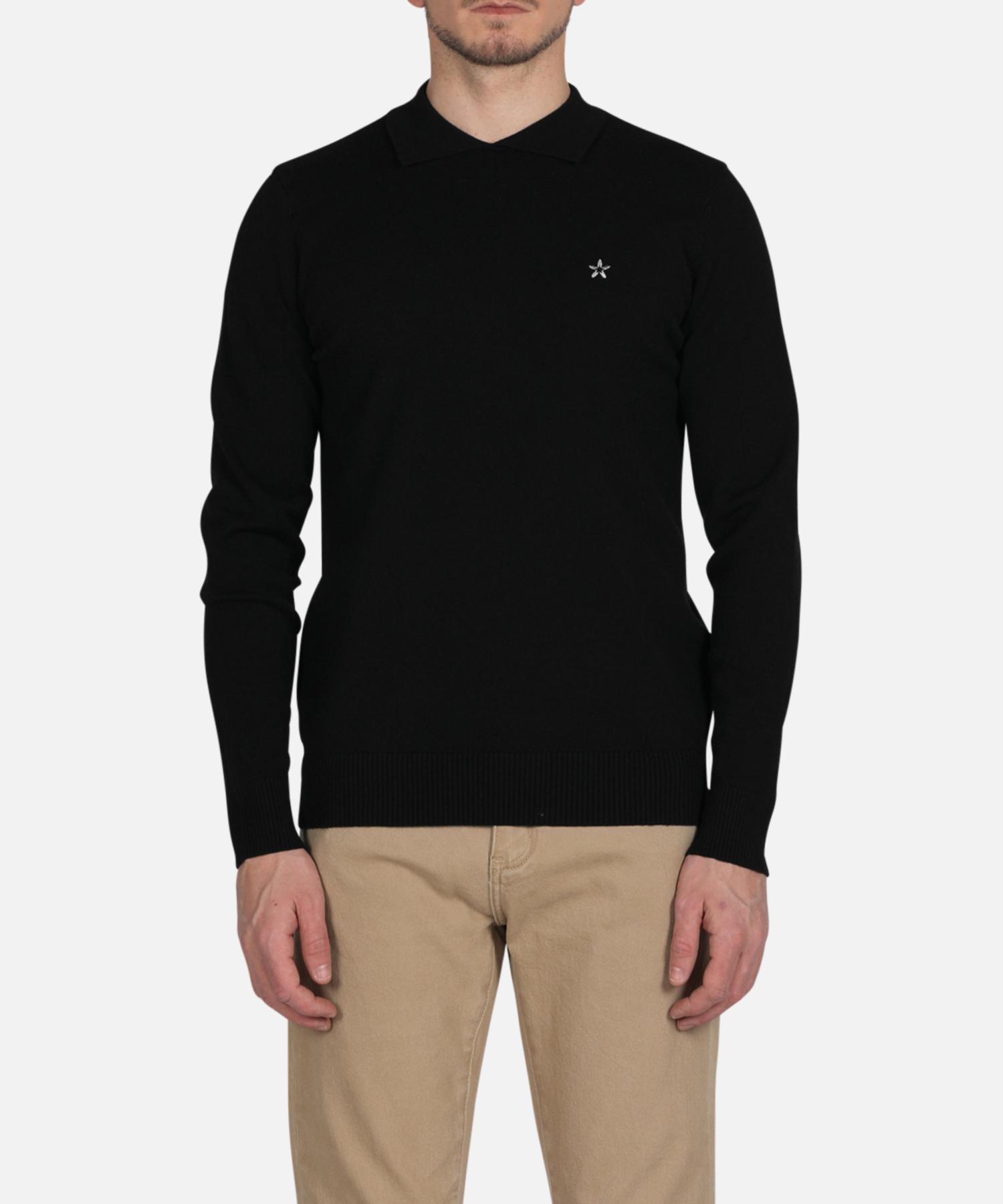 Panicalle Black Petal Logo Daily Collar Knit Ivory/M