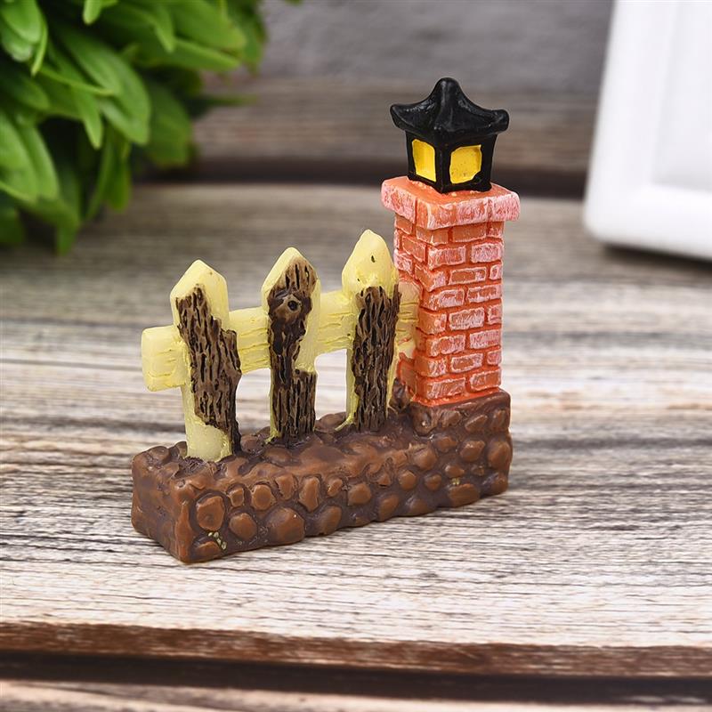 2pc Mini Resin Fence Craft Garden Micro Figurines Tiny Garden Ornaments Bonsai Home Decoration