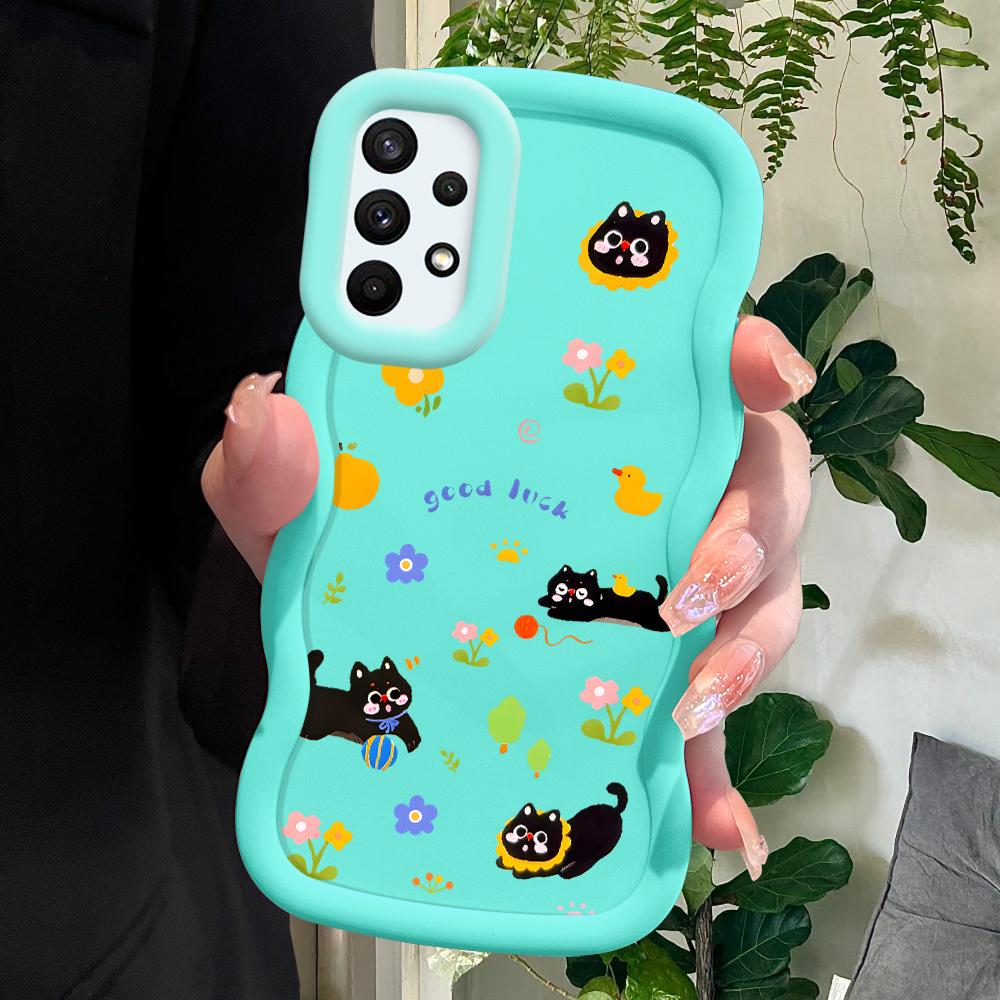 

Окрашенный узор Big Wave Edge Мягкий силиконовый материал Macaron чехол для телефона противоударный защитный резиновый чехол для Samsung Xiaomi Poco Redmi Xiaomi Poco X5 синий