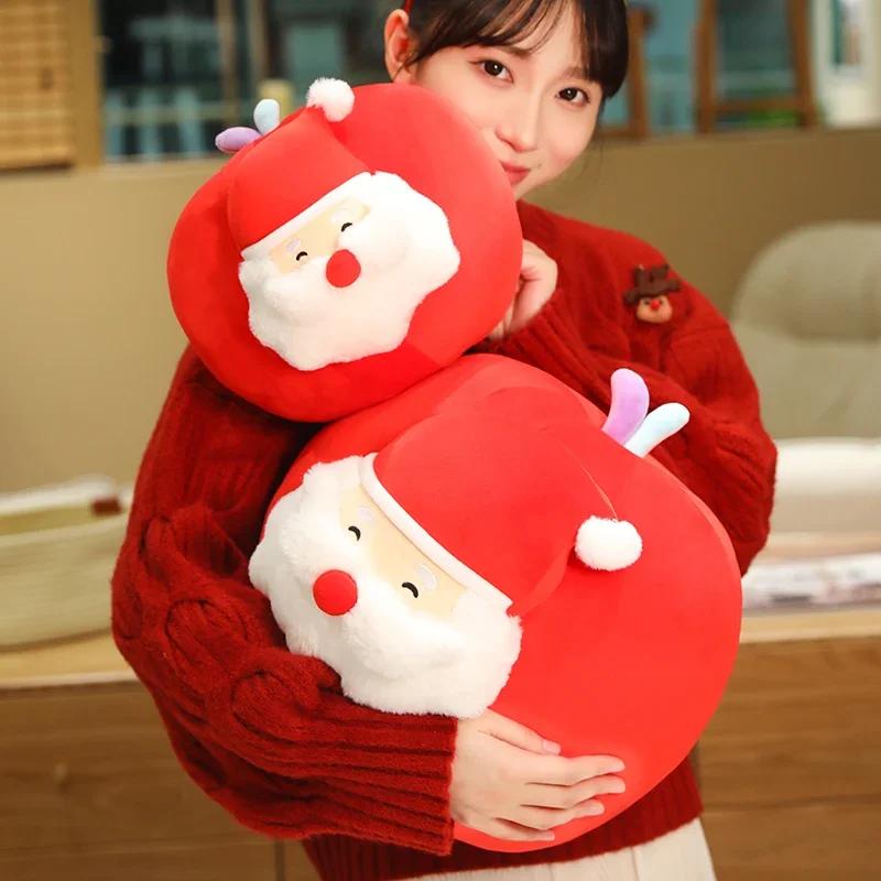 Creative Red Apple Santa Claus Plush Toys Cushion Cute Soft Stuffed Sleep Hugable Pillow Dolls For Kids Birthday Christmas Gift