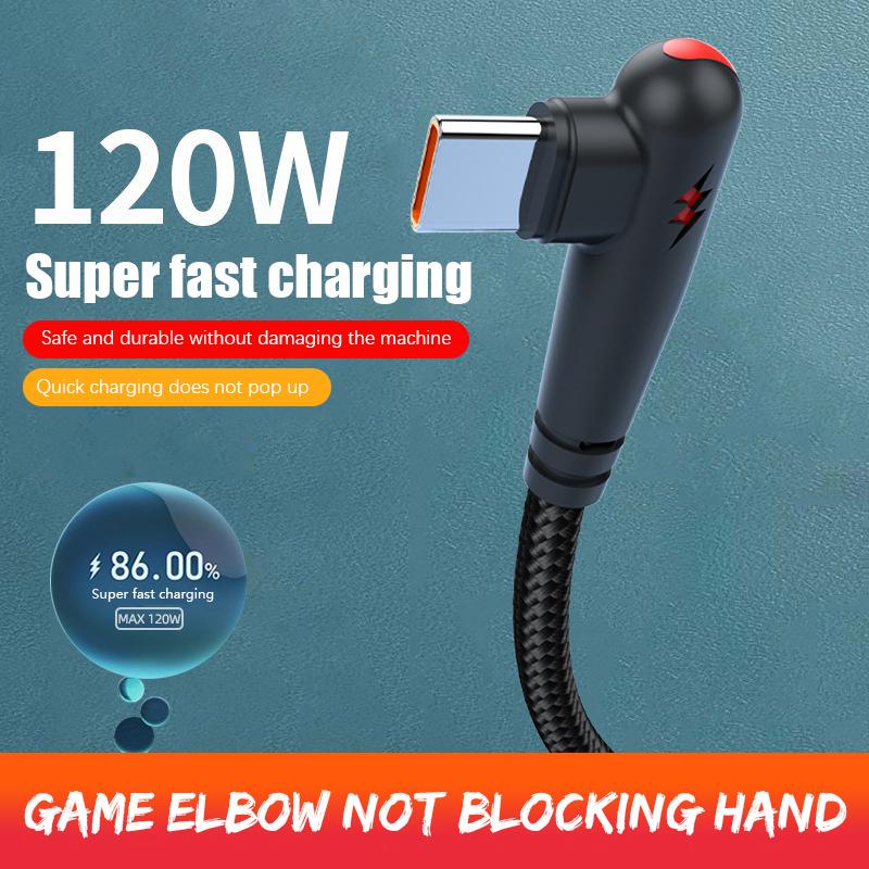 

120 Вт USB-Type-C 90-градусный кабель Micro-Usb для Lightning для iPhone для iPad Android телефон планшет быстрая зарядка дата шнур