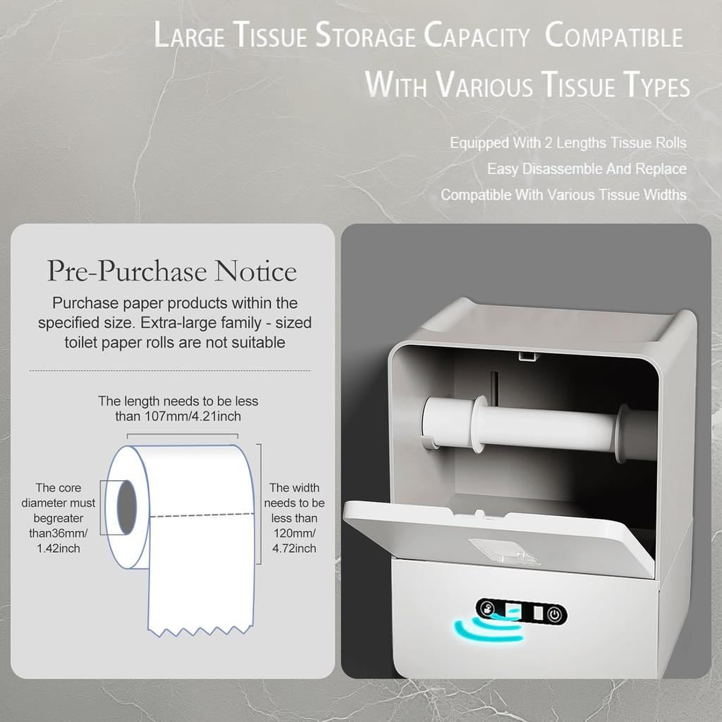 Automatic Paper Towel Dispenser Touchless for Kitchen Bathroom Wall Under Counter Mount Auto Cabinet Smart Touch Commercial Holder Electric Motion