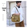 Hochwertige Herren-Canvas-Umhängetasche mit Doppeltaschen für Reisen