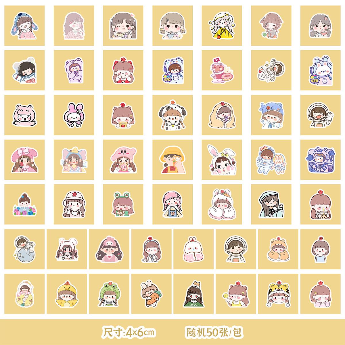 

50/100 Cute Little Girl Graffiti Stickers Mobile Phone Water Cup Decoration Waterproof Stickers DIY Hand Account Stickers