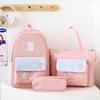 Three-Piece Backpack Set Color Contrast Schoolbag Girls Large Capacity Backpack for Primary and Secondary School Students