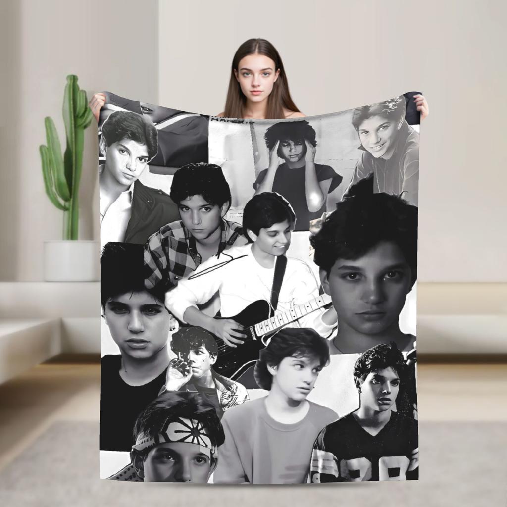 80s Ralph Macchio Limited Flannel Blanket Super Soft Throw Blanket for Couch Chair Camping Trend Bedspread Sofa Bed Cover