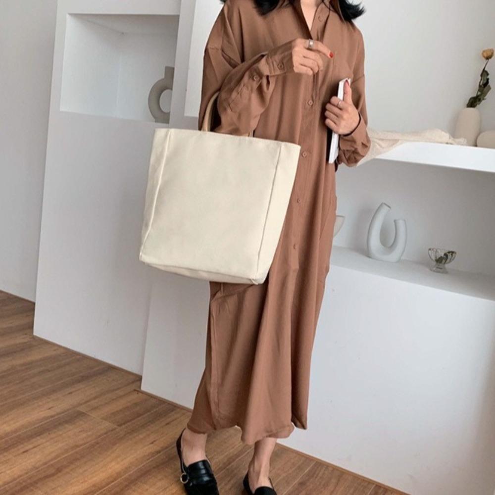 Multifunctional Canvas Tote Bag Large Capacity Student Schoolbag Simple Women Handbag Outdoor