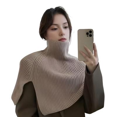 Damen Schal Stola Stehkragen Seitenschlitz Design Winddicht Warmes Gewebe Falscher Kragen Outdoor Leichtgewichtige Stola Wickeltuch