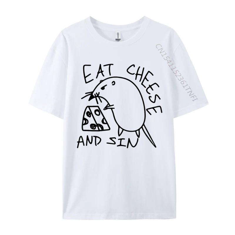 Eat Cheese And Sin T-shirts Casual Luxury Designer T-Shirts For Men Retro Top T-Shirt Normal Tees Cool