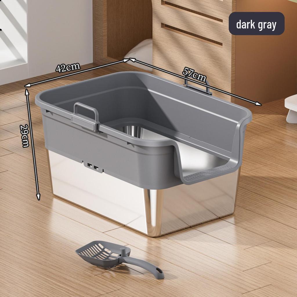 Odor-Proof Stainless Steel Enclosed Cat Litter Box with Anti-Splash Top Entry