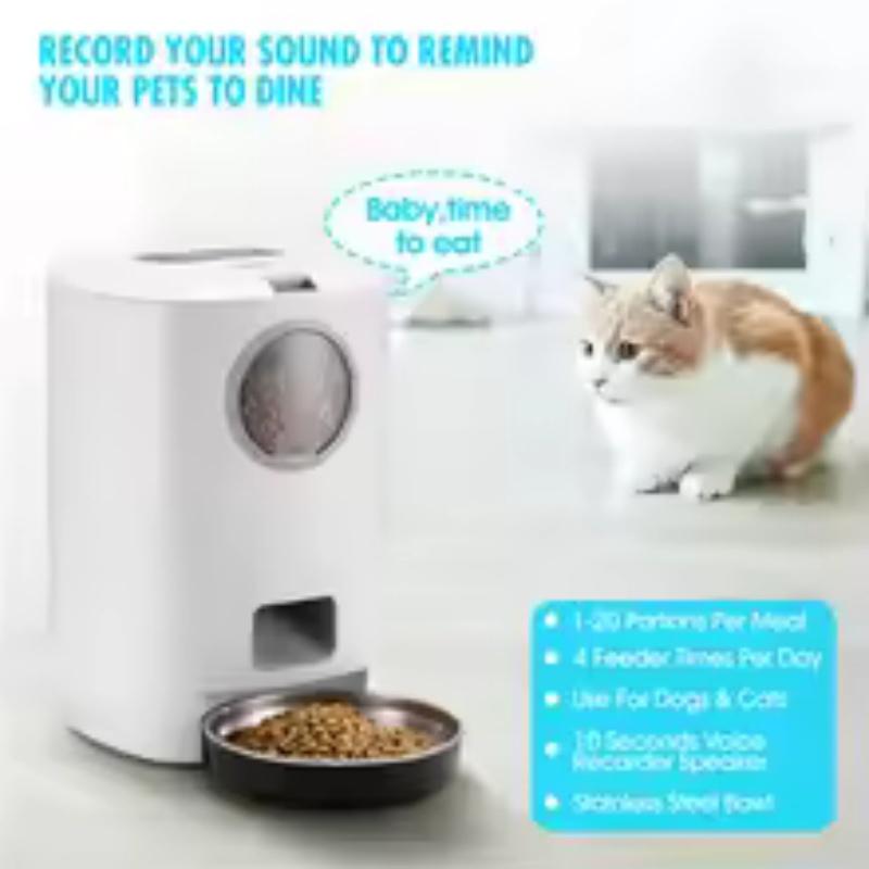 4.5L Automatic Pet Food Feeder For Dog Cat Food Container Stainless Steel Bowl Smart Dispenser Dogs Feeder Product Supplies