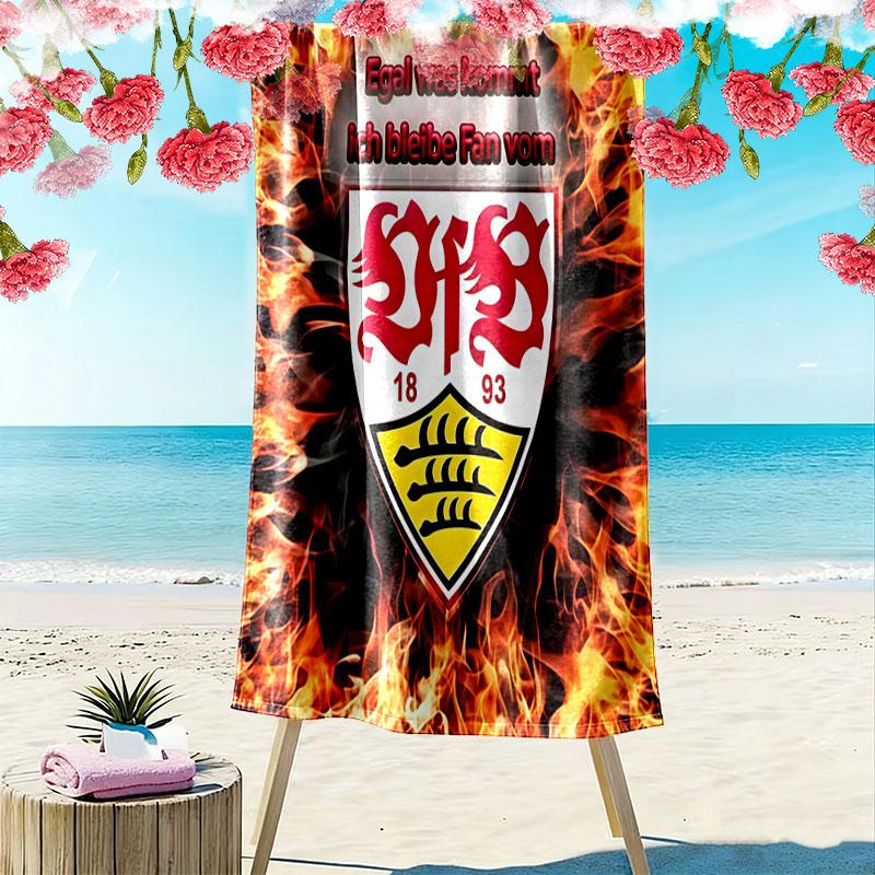 Stuttgart Heart Print Beach Towel, Large Soft Quick Dry Towel for Beach Camping Swimming