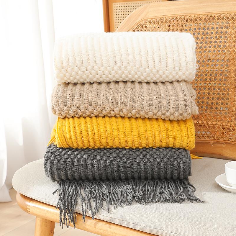 Nordic Tassel Knitted Blanket - Versatile Sofa, Bed, and Bay Window Throw