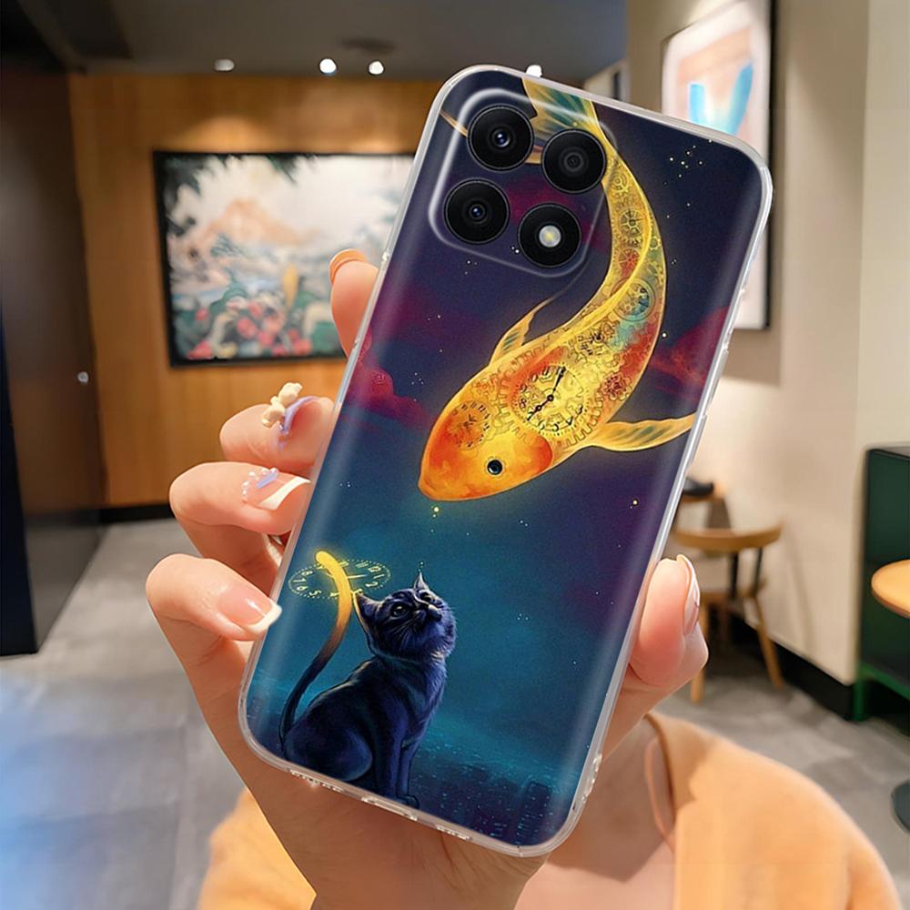 For Honor X8b X8a 4G LLY-LX1 LLY-LX2 CRT-LX1 Cute Cartoon Painted Phone Cover TPU Soft Clear Silicone Case On Honor X8a 4G Mask