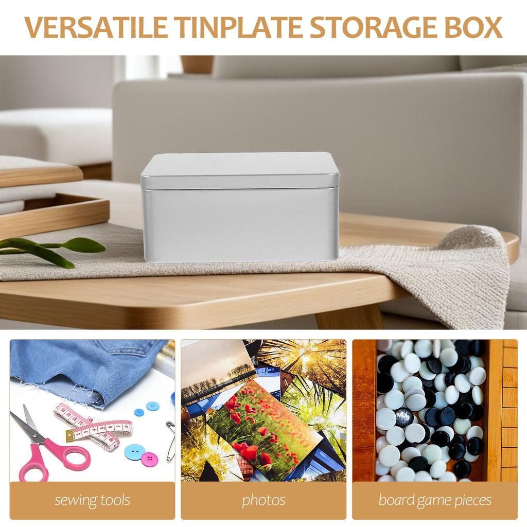 Sturdy Tinplate Storage Box Medium Compact Design for Sewing Accessories Craft Supplies Money Collection Photo Organizer Box