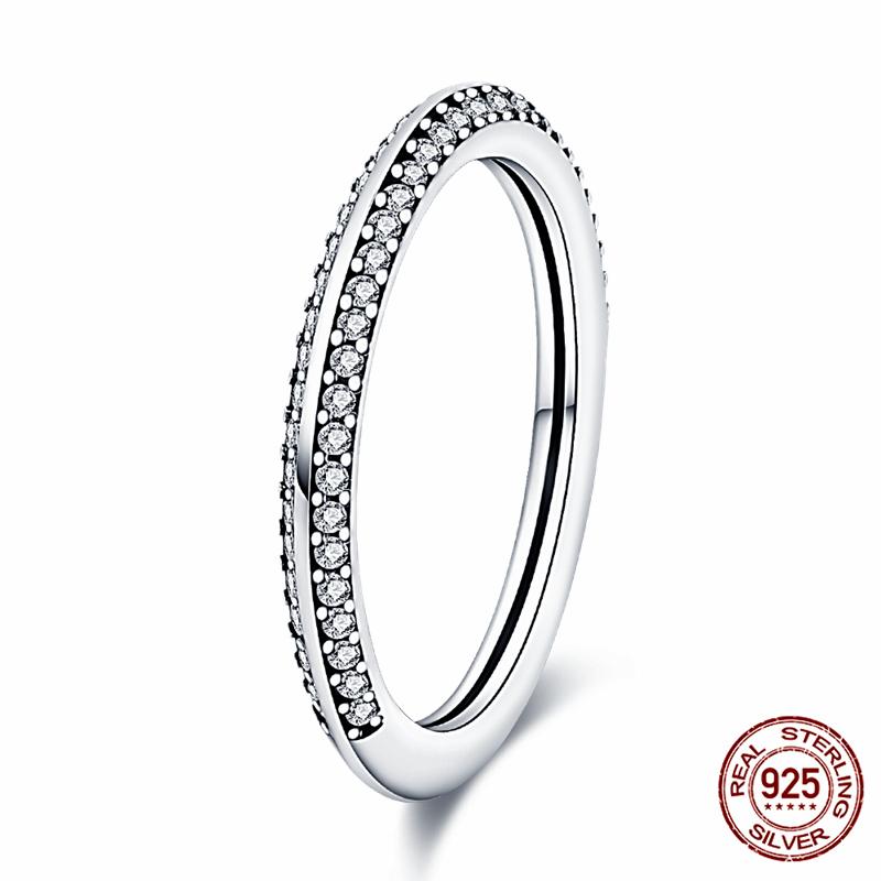 Brand New 100% Genuine 925 Silver Women's Ring Original Heart Crown Rose Gold Crystal Engagement Ring Wedding Anniversary Jewelr