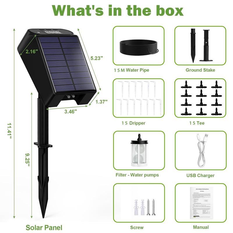 Solar-Powered Timed Irrigation Water Pump for Gardens and Potted Plants