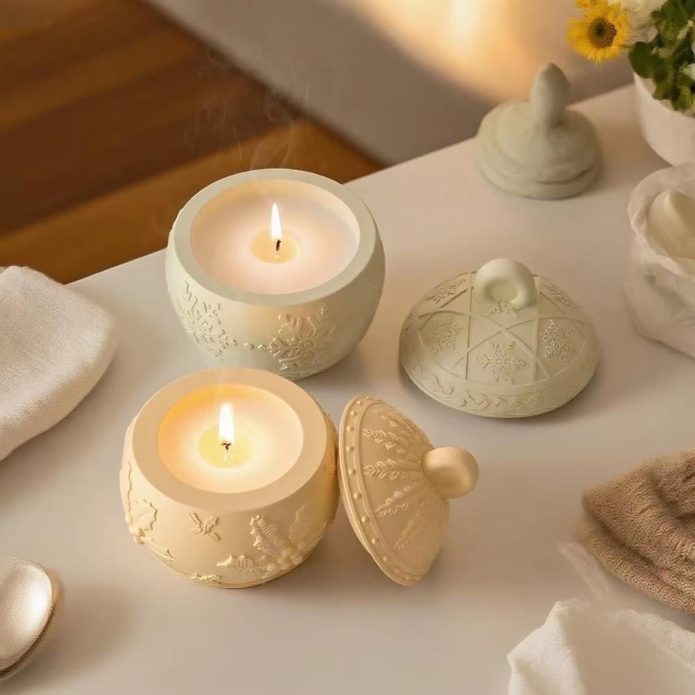 3D Embossed Pattern Snowflake Candle Cup Mold Ball Shape Berry Embossed Jar Mold  Easy Demold