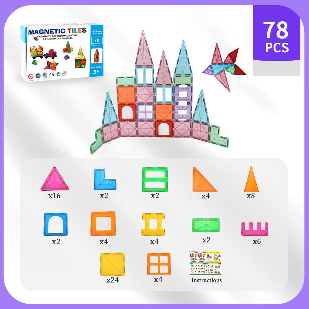 2025 Magnetic Building Blocks: Strong Magnet City Light & Shadow Architecture Stained Glass Tiles