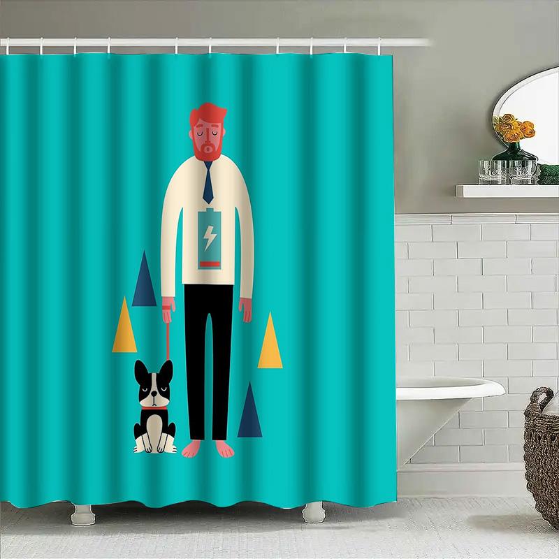Dog Lover Shower Curtain Cute Puppy Pet Bathroom Decor Modern Farmhouse Washable Fabric Wall Art
