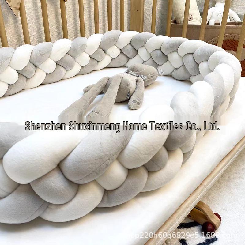 Four-Strand Braided Baby Crib Bumper Pillow – Knotted Ball Anti-Collision Cushion.