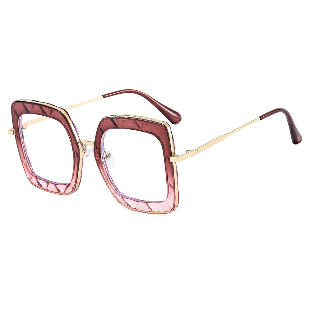 Trendy Square Large Frame Glasses with Anti-Blue Light Lenses Anti-Blue Light Lenses