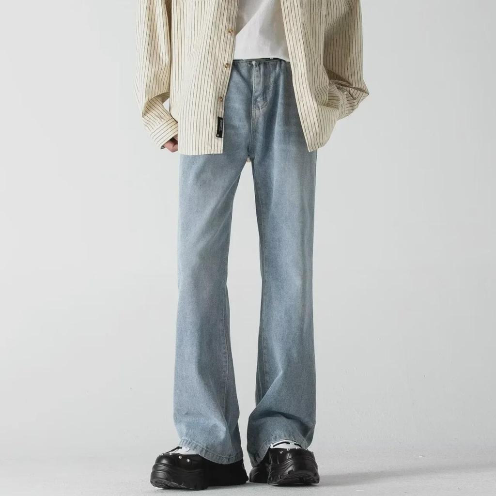 Unisex Retro Washed Flared Jeans: Distressed, Loose, High Street Fashion, Weite Hose in Bodenlänge