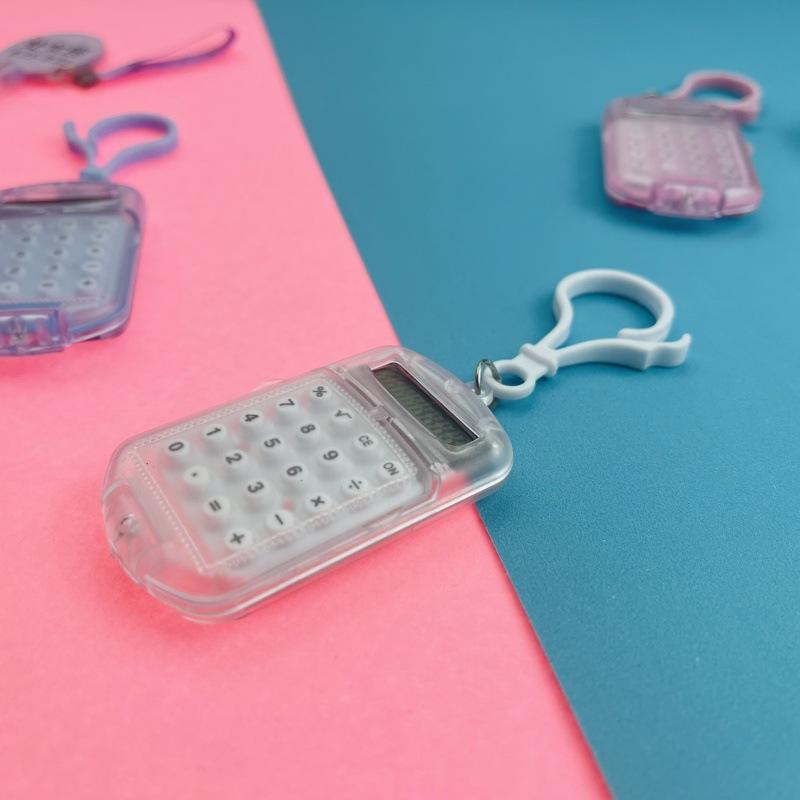 Mini Transparent Flip Cover Calculator Convenient Portable Calculator For Primary School Students Exam Keychain 1Pc