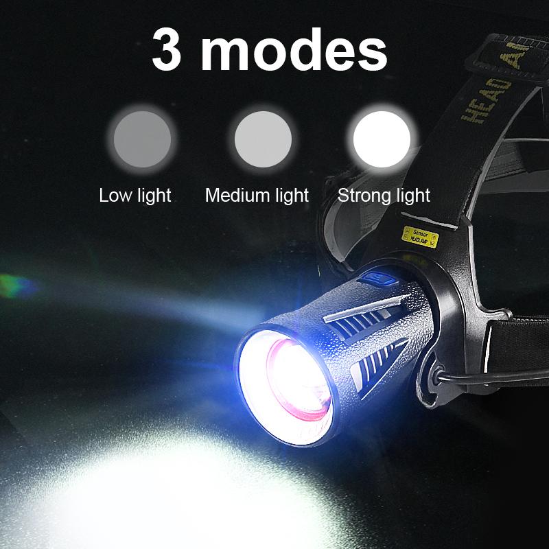2*XHP300 Sensor Headlamp LED Rechargeable USB Head Flashlight High Power Head Torch Lantern Camping Fishing