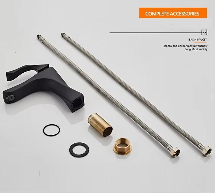 New Bathroom Basin Faucet Deck Mounted Black Chrome Gold Luxury Sink Tap Single Hole Water Tap Hot and Cold Basin Mixer Brushed