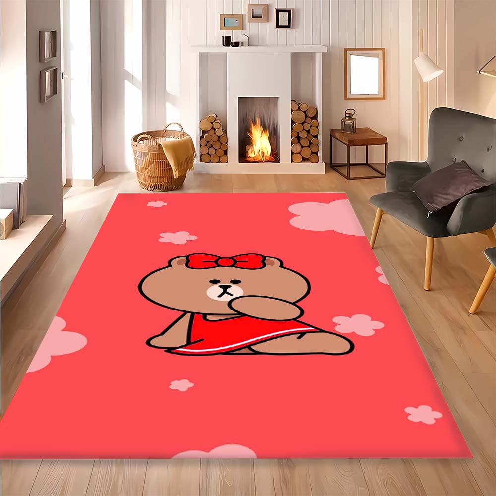 Non-slip decorative rug, cute cartoon welcome mat, Line Friends series pattern, a gift for friends and family.