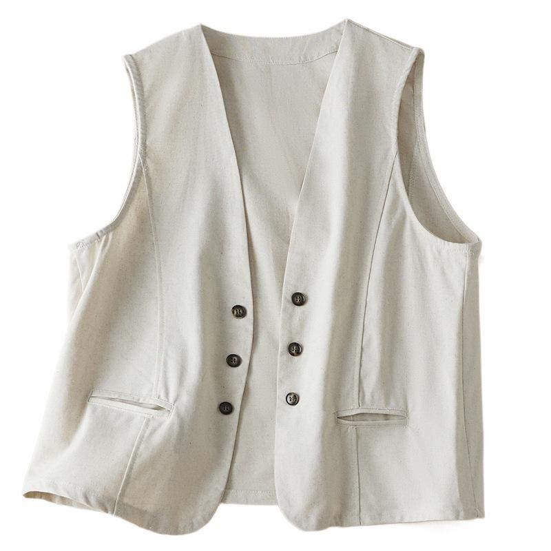 

Летний льняной жилет Art Retro для женщин, свободный повседневный топ без рукавов для поездок на работу, майки, топы 2XL льняной