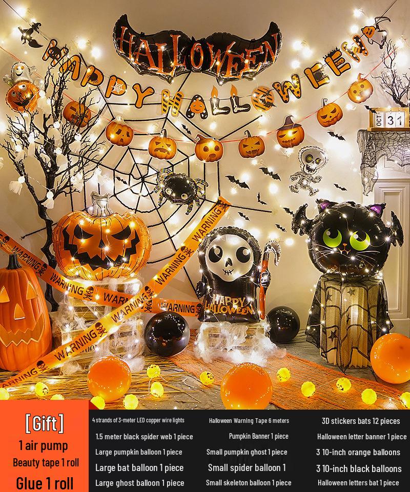 Halloween Kindergarten Party Wall Decor: Balloons & Props for Kids' Atmosphere