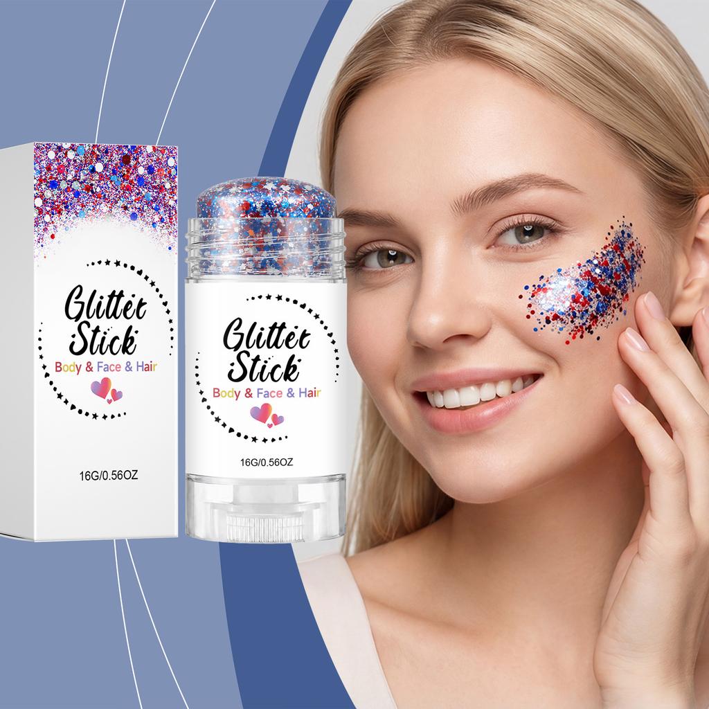 Sparkle Glitter Stick Smooth Texture Vibrant Colors Gentle Skin Adhesion Portable Easy Use Face 16g