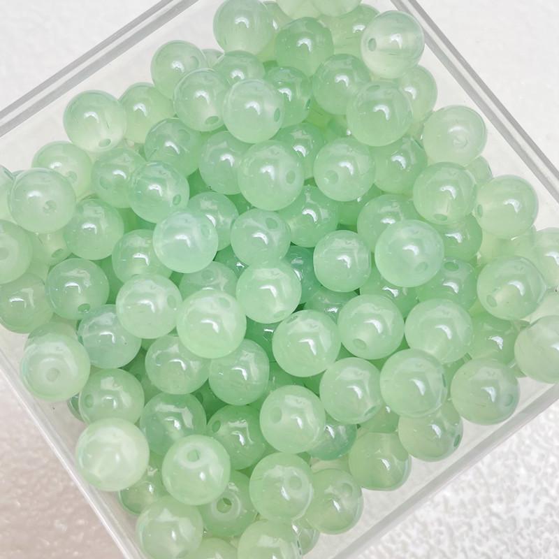 8mm Imitation Jade Glass Beads for DIY Jewelry Making, Straight Hole, Trendy Style, Loose Beads, Accessories.