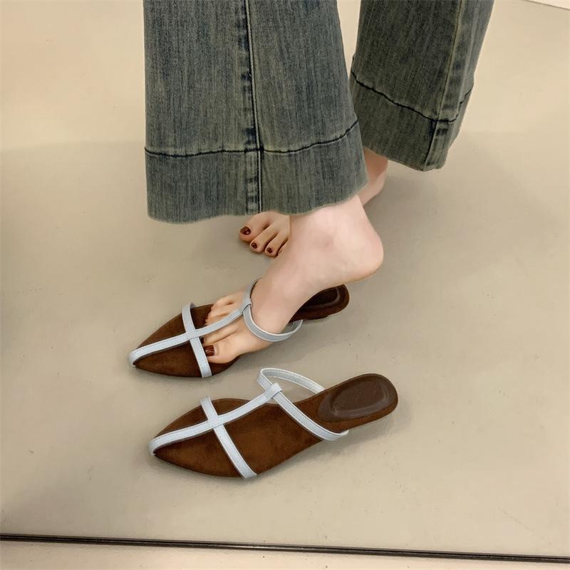 Fashion ins trendy slope heel cool slippers Roman shoes women's shoes outer wear 2025 summer gold French sandals high heels