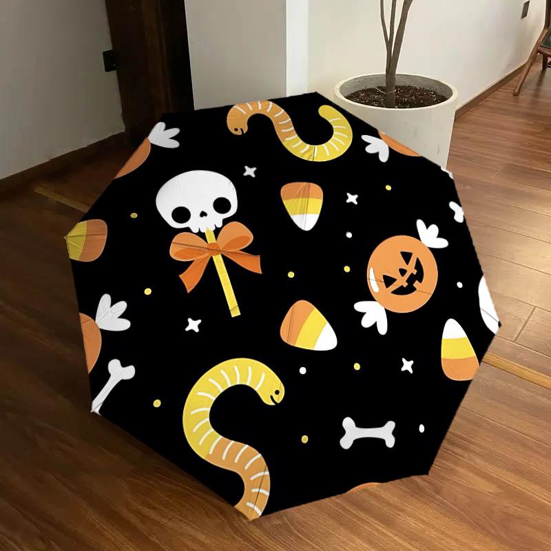 

1pc Halloween Candy Auto Umbrella Durable Iron Frame & Plastic Handle, Gift for Men & Women, Sturdy Construction yy250905149