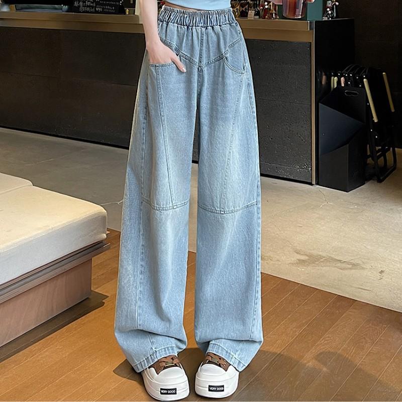 

Джинсы с высокой талией и эффектом похудения для женщин на весну и осень, больших размеров, брюки с широкими штанинами 3XL