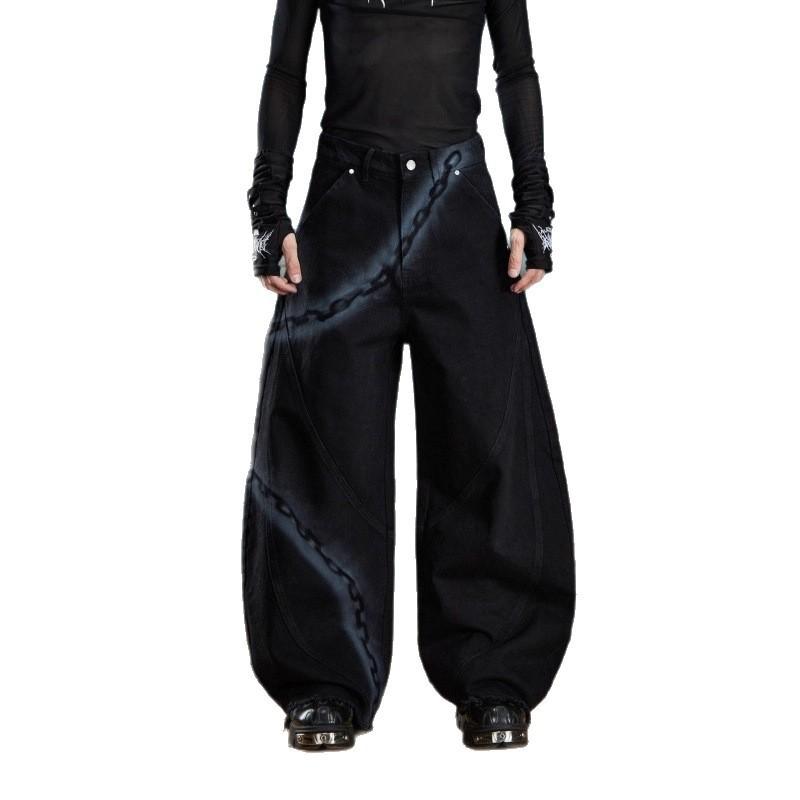 3D Digitaldruck Distressed Straight Leg Jeans Herren Damen Streetwear Locker Weit Denim Hose