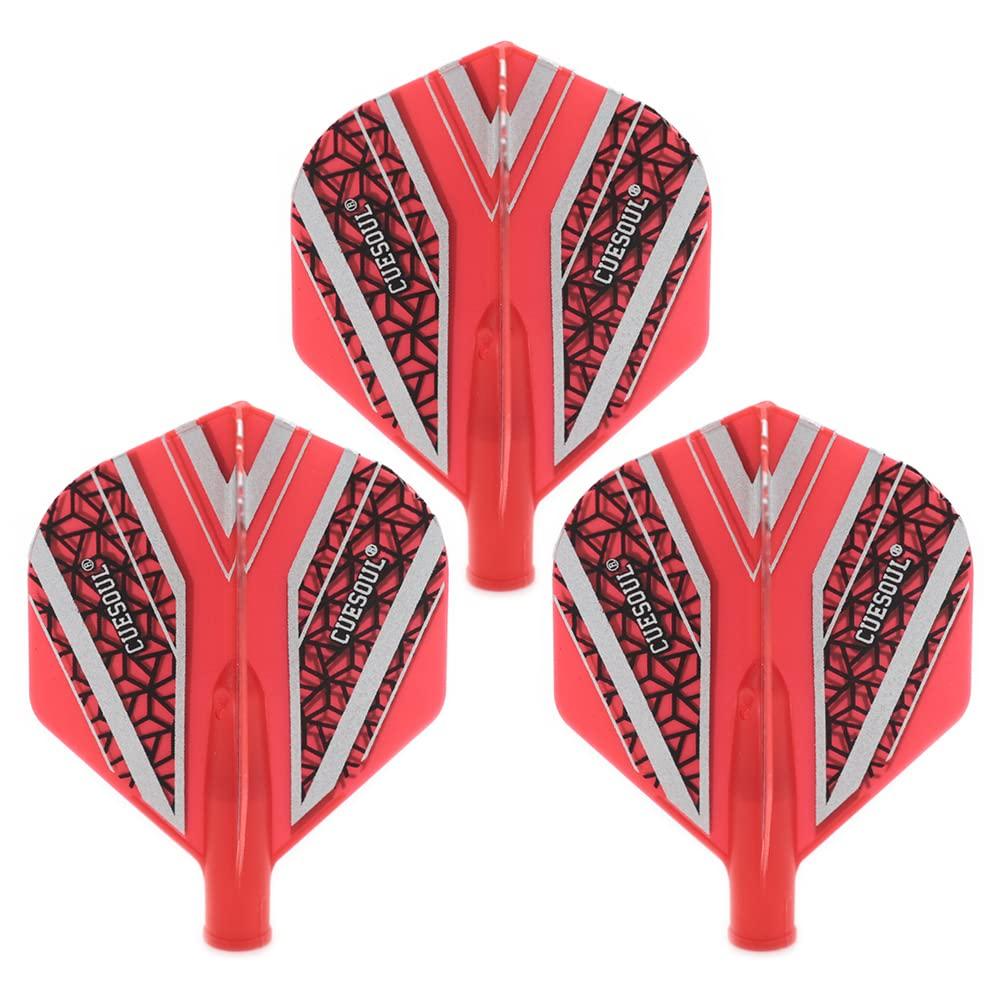 Cuesoul Dart Flight Standard Shape Heat Transfer Red Base Silver Black Pattern Set of 3 CS-AK4+3-2