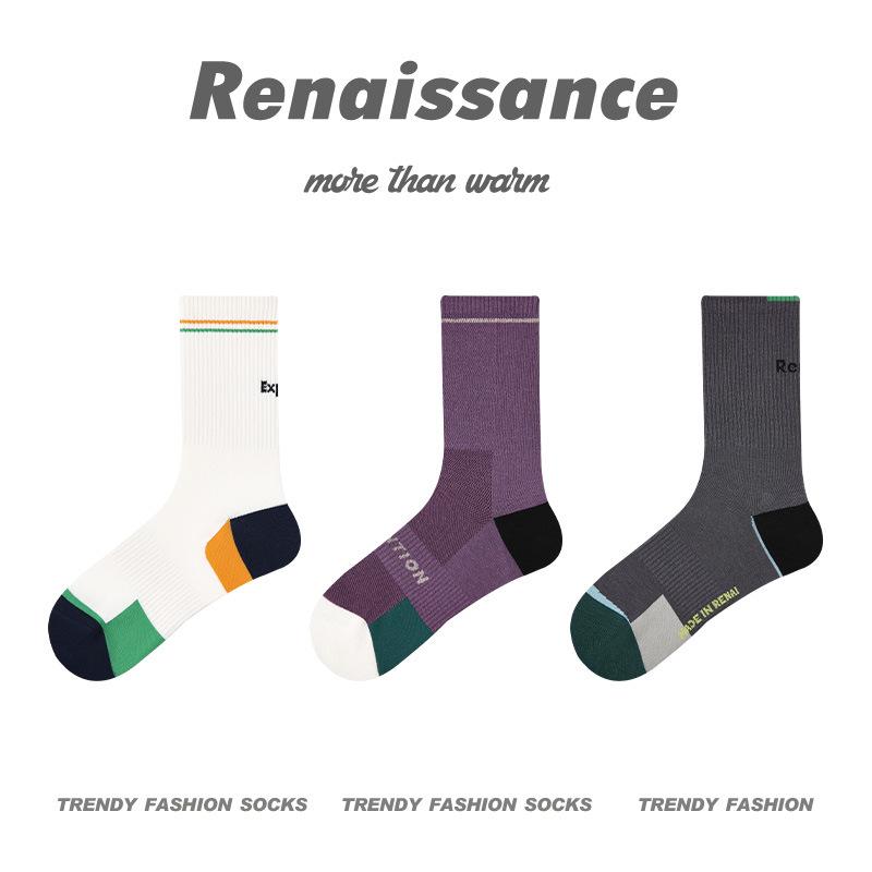 3 Pairs of Female Spring and Summer Thin Style Breathable Sports Tube Cotton Socks