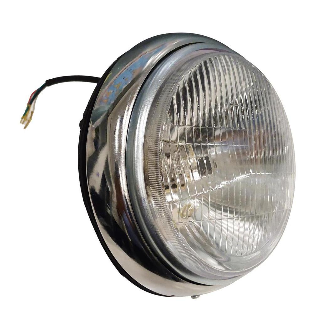 7 Inch Headlamp Assembly Set with 12V Halogen Bulbs & Chrome-Plated Rings | Suitable for Car, Truck, Trailer Jaguar E-Type, MK1, MK2, Defender