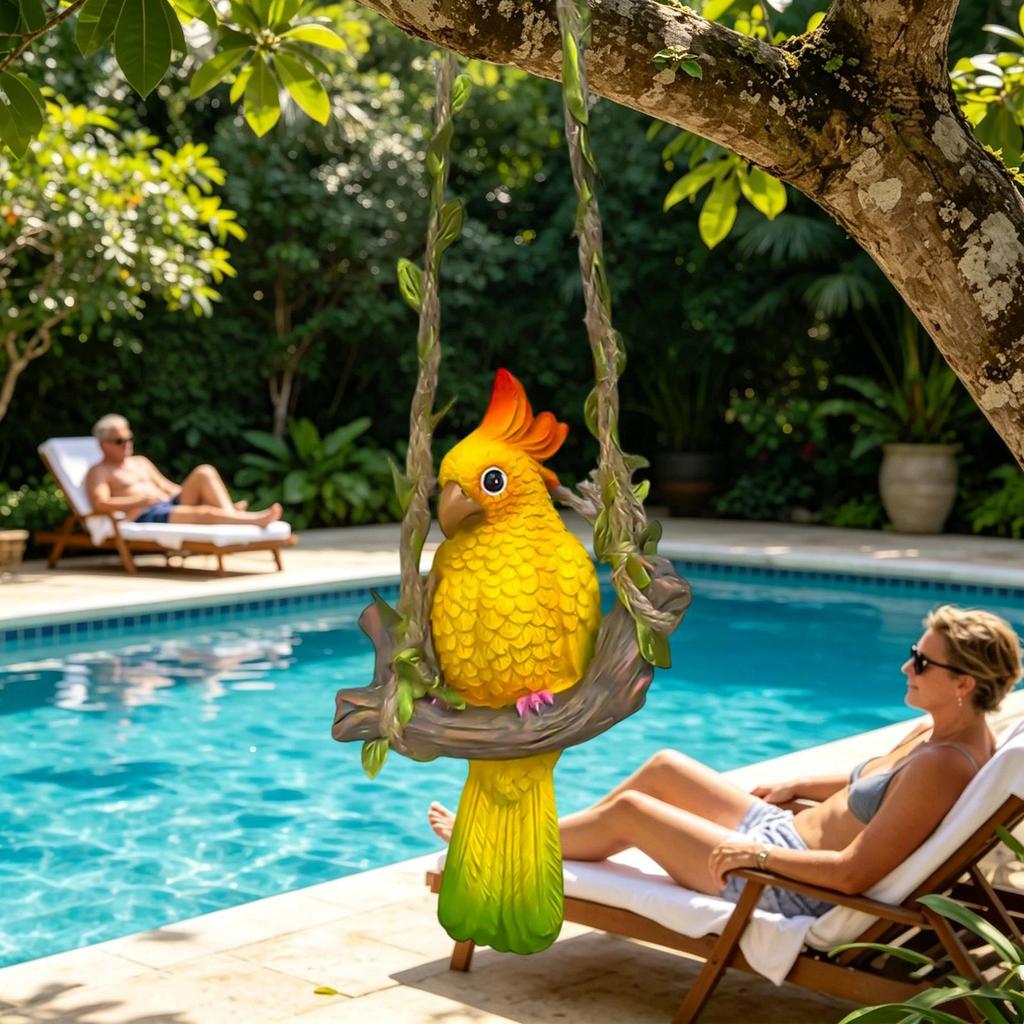 Bird Decor Realistic Funny Tropical Parrot Ornament Decorative Bird Art Collectible Figurines for Outdoor Patio Porch Garden