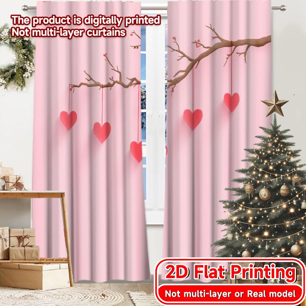 

Set Of 2 Flat Printing Love Blossoms Popular Curtains Drapes Fabric Festive Living Room Bedroom Office Cafe Curtain For Made Polyester W100*H70(CM)-Rod Pocket&1PCS