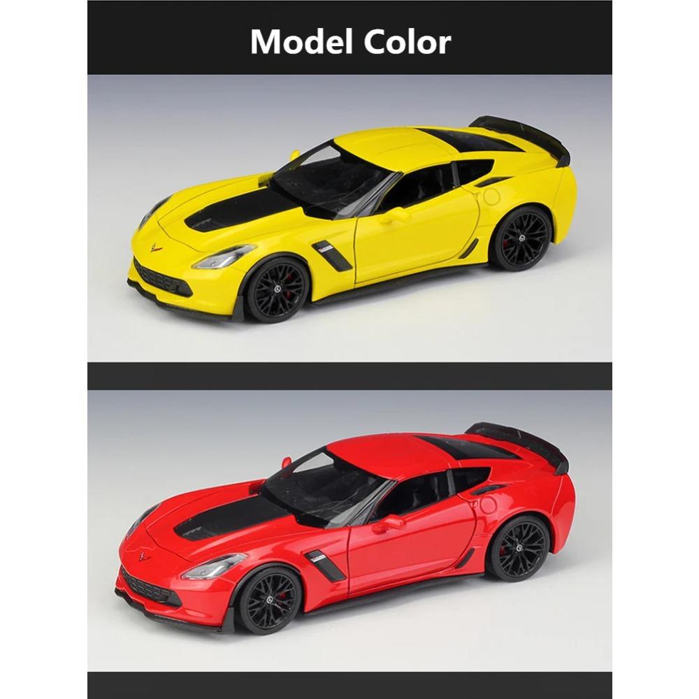 WELLY 1/24 Chevrolet Corvette Z06 2017 Alloy Sports Car Model Diecast Racing Car Model Simulation Collection Childrens Toys Gift